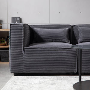 Sofá modular de 3 plazas en pana - gris antracita modular con zoom frente concept u