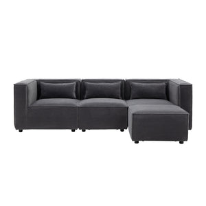 Sofá modular de 3 plazas en pana - gris antracita packshot frente concept u