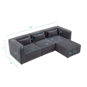 Sofá modular de 3 plazas pana - gris antracita dimensiones modulares concept u