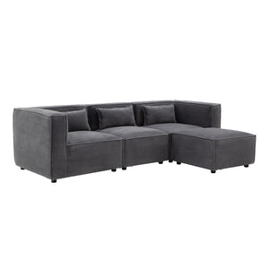 Sofá modular de 3 plazas pana - gris  antracita packshot sofá modular de 3 cuartos concept u