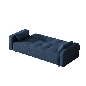 Sofá cama de 3 plazas en pana azul - fondo blanco 4