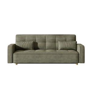 Sofa convertible escandinavo en pana verde - fondo blanco 1