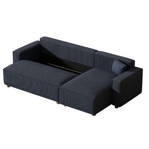 sofa esquinero en pana azul convertible cosy - fondo blanco 3