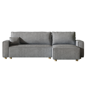 sofa en pana gris claro esquinero convertible cosy - fondo blanco 2