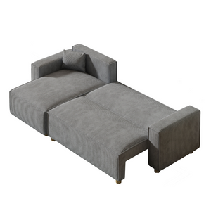 sofa en pana gris claro esquinero convertible cosy - fondo blanco 3