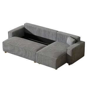 sofa en pana gris claro esquinero convertible cosy - fondo blanco 4