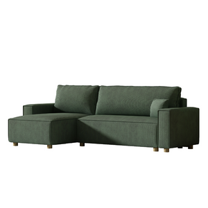 sofa esquinero en pana verde convertible cosy  - fondo bianco 2