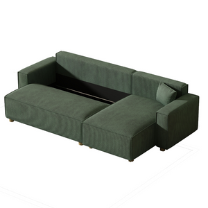 sofa esquinero en pana verde convertible cosy  - fondo bianco 3