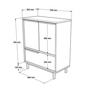 Zapatero de entrada de 3 puertas de madera y caña dimensiones ABA concept u