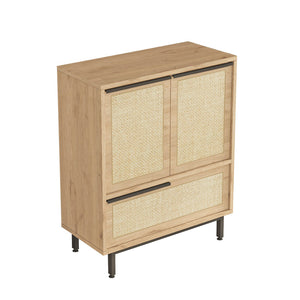 Zapatero de entrada de 3 puertas madera de caña ABA Packshot superior concept u
