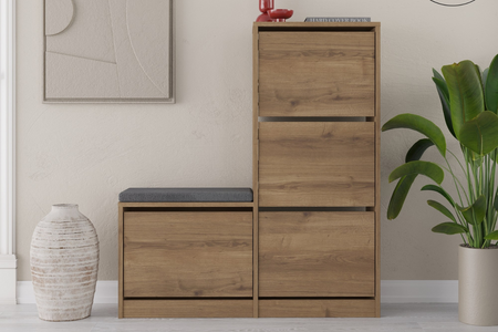 Zapatero rectangular de madera y negro con tachuelas concept u