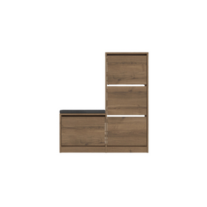 Zapateros de madera y cenefas negras con fondo blanco concept u