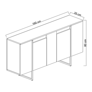 Dimensiones Aparador Luxor blanco y madera