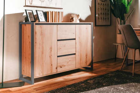  Aparador industrial Kotor 120 cm puertas rectangulares y cajones Concept U