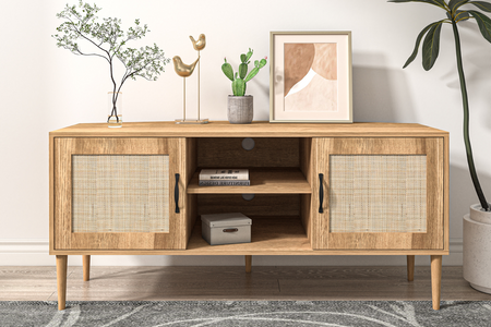 Aparador efecto cannage rectángulo ártico