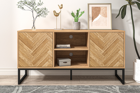 aparador rectangular de madera con chevron