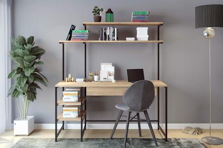 Estantes de escritorio de madera y metal forssa formato de imagen rectángulo concept u