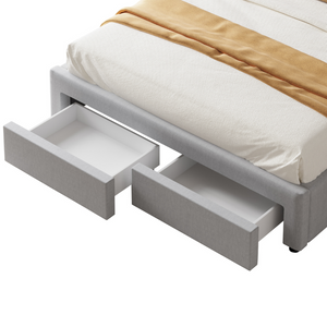 Cajones de cama moderno gris sacramento blanco fondo zoom cajones frontales abiertos concept u