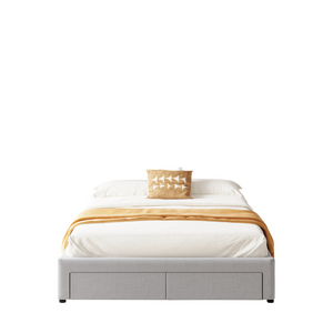 Cajones de cama moderno gris sacramento fondo blanco frontal concept u