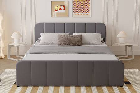 Cama con arcón de almacenamiento 140x190cm en terciopelo gris Tampa foto de ambiente
