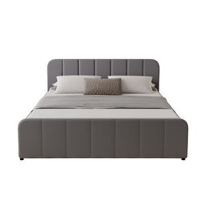 Cama con arcón de almacenamiento 160x200cm en terciopelo gris Tampa packshot vista frontal