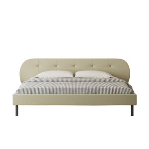 Cama capitonada 140x190 cm beige con cabecero y somier Tulsa packshot vista frontal