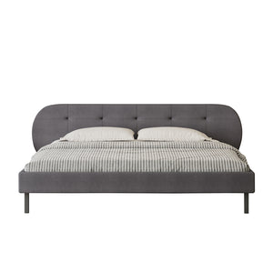 Cama capitonada 140x190 cm gris con cabecero y somier Tulsa packshot vista frontal