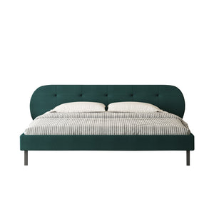 Cama capitonada 140x190 cm verde con cabecero y somier Tulsa packshot vista frontal