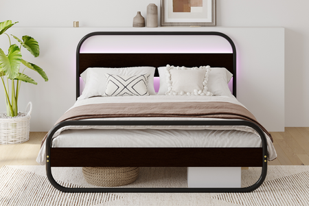 Cama led metal leeds atmosfera rectangulo