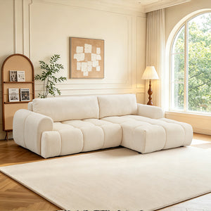 Sofá cama nube de 4 plazas en tejido bouclé beige PALMS