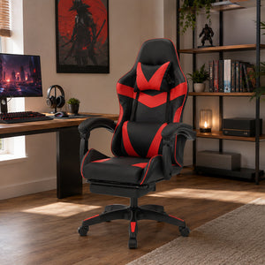 Silla gaming ergonómica reclinable para escritorio negro y rojo AKRON