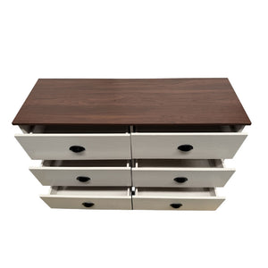 Cómoda 6 cajones blanca y madera 120 cm Valla packshot abierto