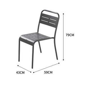Dimensiones del juego de 4 sillas de acero Bérgamo gris oscuro.