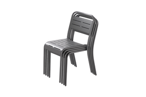 Juego de 4 sillas de acero Bérgamo gris oscuro silla individual fondo blanco