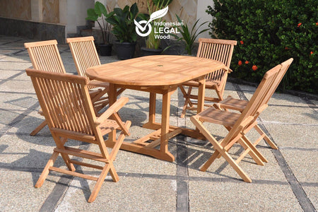 Conjunto de jardin ovalada 4 sillas y 2 sillones Kajang