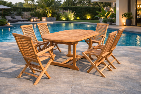 Conjunto de jardin ovalada 4 sillas y 2 sillones Kajang