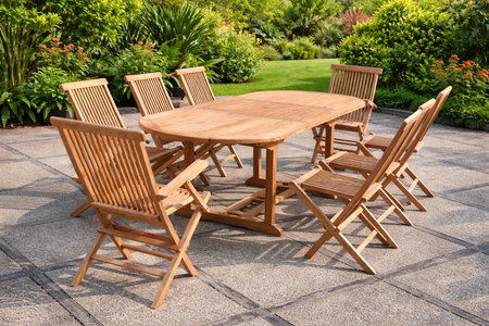 Conjunto de jardin ovalada 6 sillas y 2 sillones Kajang