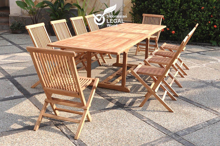 Conjunto de jardin rectangular 10 sillas Kajang