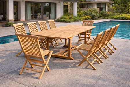 Conjunto de jardin rectangular 10 sillas Kajang