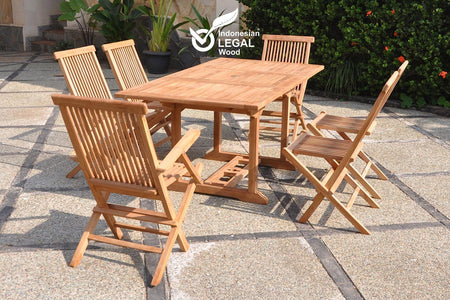 Conjunto de jardin rectangular 4 sillas y 2 sillones Kajang