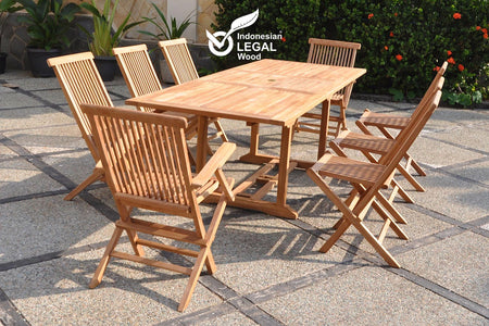 Conjunto de jardin rectangular 6 sillas y 2 sillones Kajang