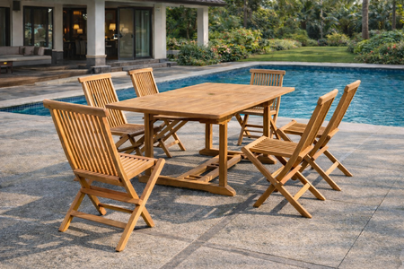 Conjunto de jardin rectangular 6 sillas Kajang