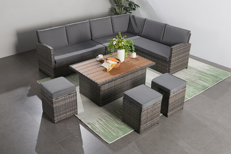 conjunto de jardin sahara gris oscuro mesa elevable Concept-U