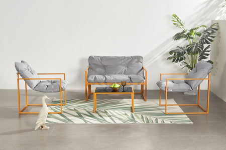 Conjunto de jardín 4 plazas contemporáneo Marrón y gris Rabat — foto de ambiente