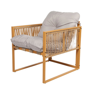 Conjunto de jardín 4 plazas efecto ratán ratán natural y gris claro Turini — packshot sillón