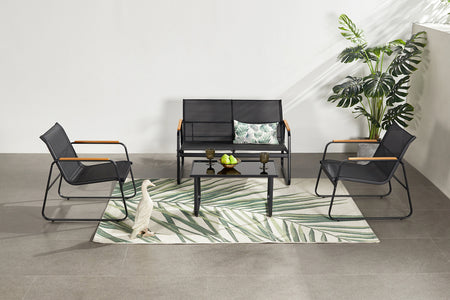 Conjunto de jardín 4 plazas en textileno negro Aurora — foto de ambiente