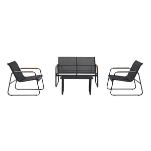 Conjunto de jardín 4 plazas en textileno negro Aurora — packshot
