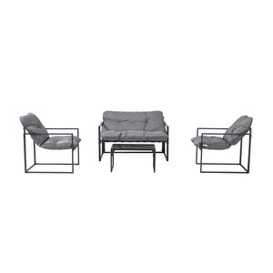 Conjunto de jardín 4 plazas contemporáneo negro y gris Rabat — packshot vista frontal