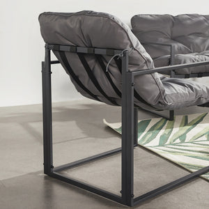 Conjunto de jardín 4 plazas contemporáneo negro y gris Rabat — asiento cómodo y flexible