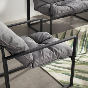 Conjunto de jardín 4 plazas contemporáneo negro y gris Rabat — sillón con cojín